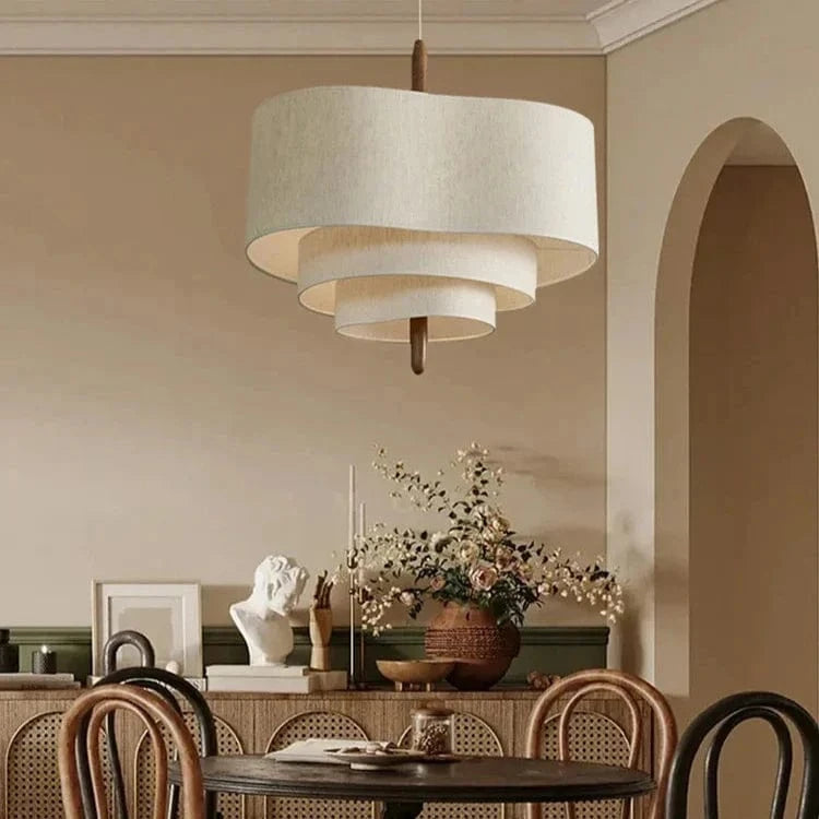 Moduro.co.uk Chandelier Japanese Chandelier – Wabi Sabi Fabric Pendant Light – Minimalist Japandi Style – Adjustable 300cm Wire – E27