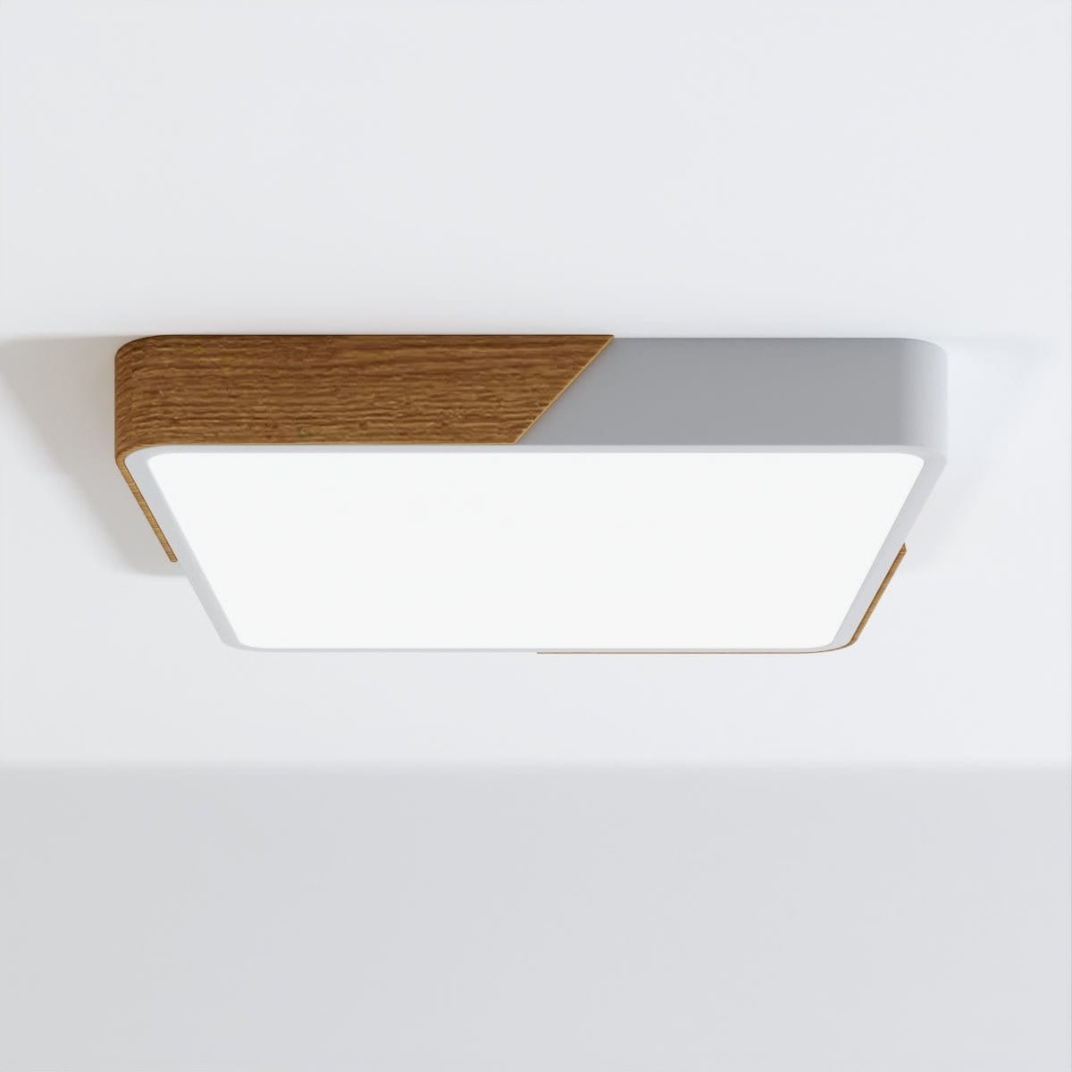 Moduro.co.uk ceiling lamps White | Square / 9" x 9" / 23 x 23cm / Warm (3000K) Lunor – Ultra-Slim Scandinavian Ceiling Light with Wooden Accent