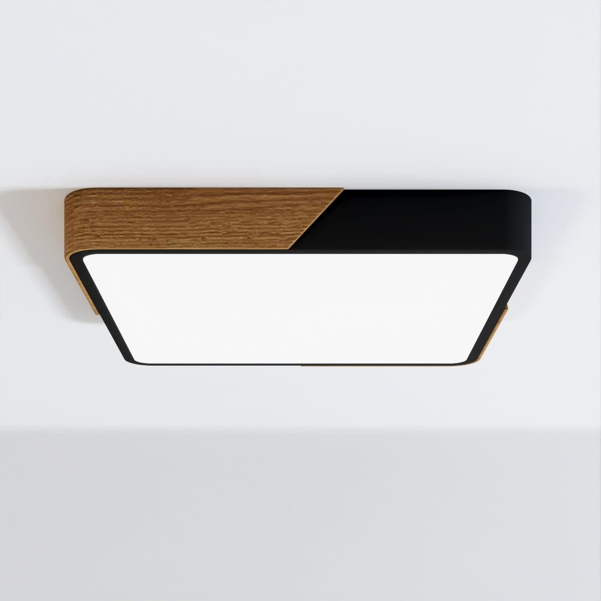 Moduro.co.uk ceiling lamps Black | Square / 9" x 9" / 23 x 23cm / Warm (3000K) Lunor – Ultra-Slim Scandinavian Ceiling Light with Wooden Accent