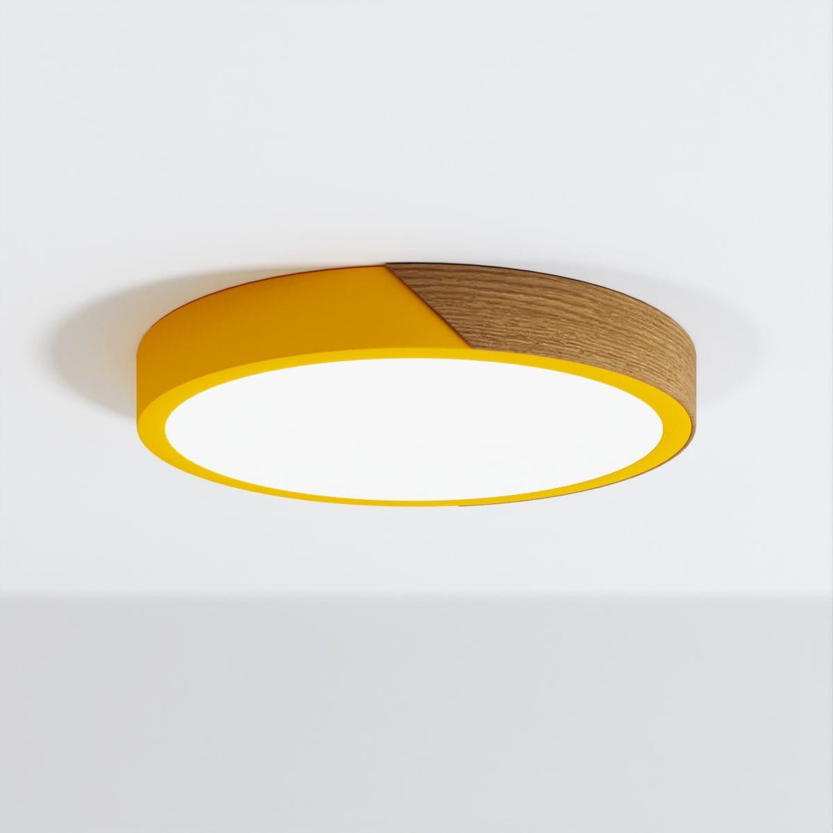 Moduro.co.uk ceiling lamps Yellow | Round / 9" x 9" / 23 x 23cm / Warm (3000K) Lunor – Ultra-Slim Scandinavian Ceiling Light with Wooden Accent