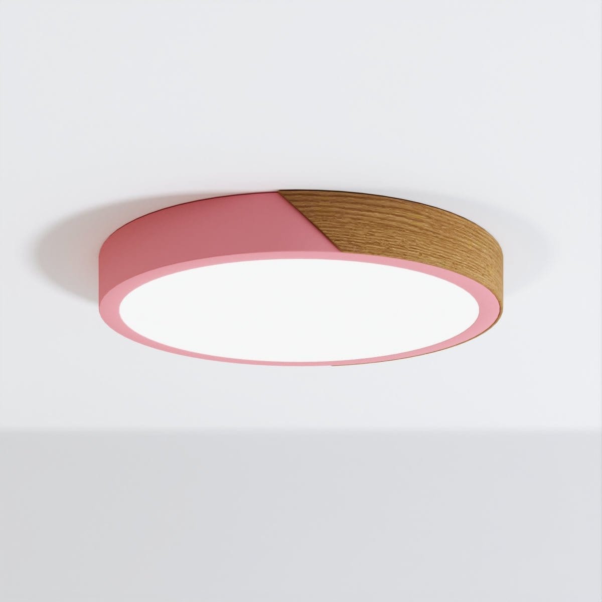 Moduro.co.uk ceiling lamps Pink | Round / 9" x 9" / 23 x 23cm / Warm (3000K) Lunor – Ultra-Slim Scandinavian Ceiling Light with Wooden Accent
