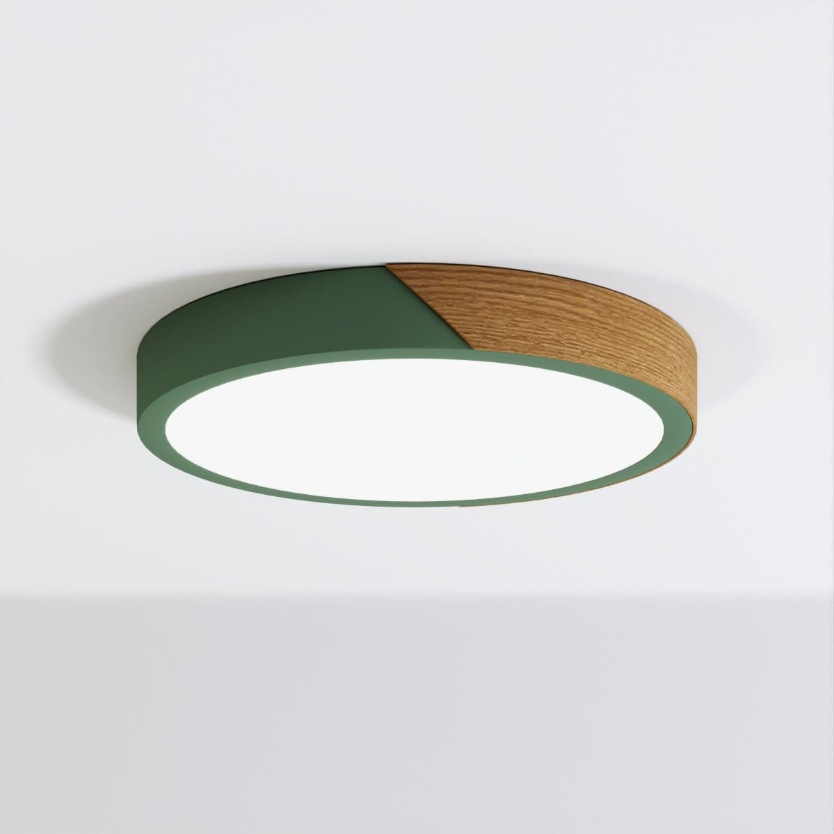Moduro.co.uk ceiling lamps Green | Round / 9" x 9" / 23 x 23cm / Warm (3000K) Lunor – Ultra-Slim Scandinavian Ceiling Light with Wooden Accent