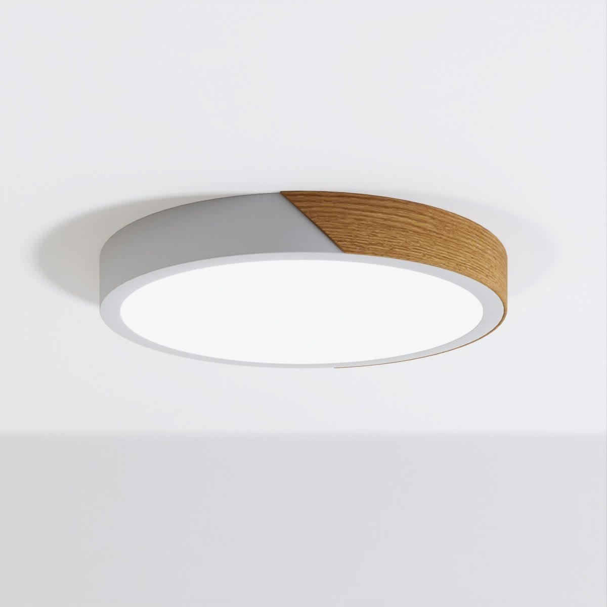 Moduro.co.uk ceiling lamps White | Round / 9" x 9" / 23 x 23cm / Warm (3000K) Lunor – Ultra-Slim Scandinavian Ceiling Light with Wooden Accent