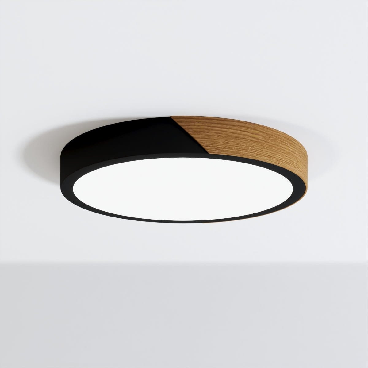 Moduro.co.uk ceiling lamps Black | Round / 9" x 9" / 23 x 23cm / Warm (3000K) Lunor – Ultra-Slim Scandinavian Ceiling Light with Wooden Accent