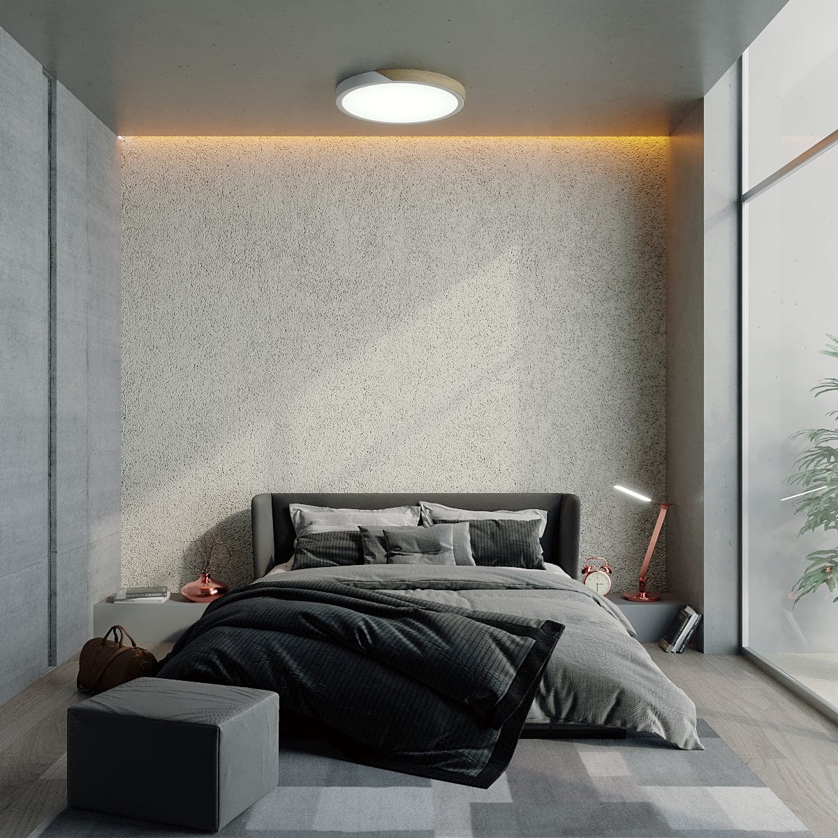 Moduro.co.uk ceiling lamps Lunor – Ultra-Slim Scandinavian Ceiling Light with Wooden Accent