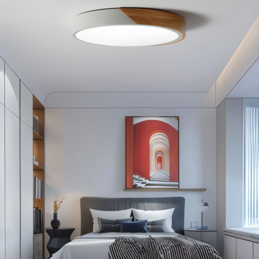 Moduro.co.uk ceiling lamps Lunor – Ultra-Slim Scandinavian Ceiling Light with Wooden Accent