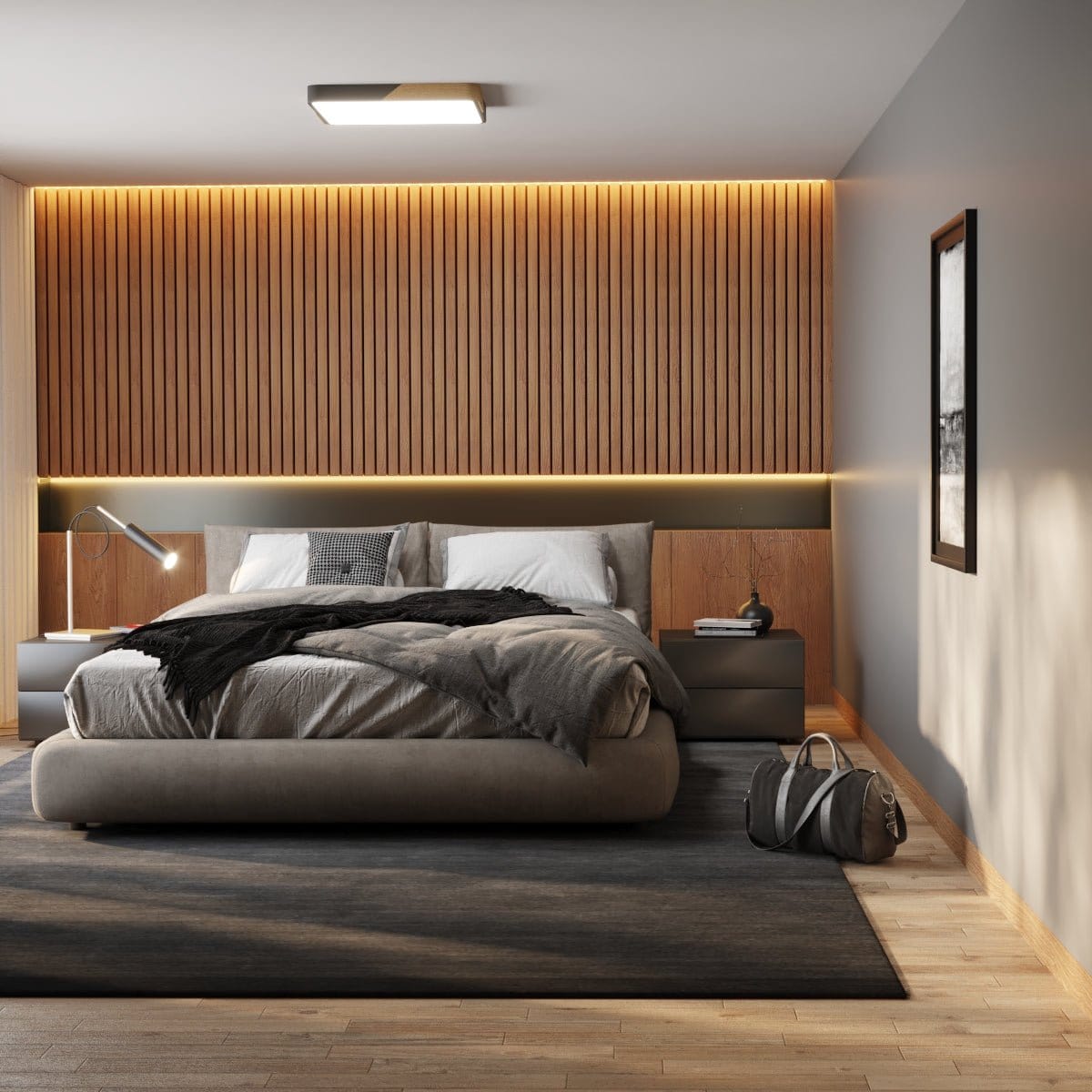 Moduro.co.uk ceiling lamps Lunor – Ultra-Slim Scandinavian Ceiling Light with Wooden Accent