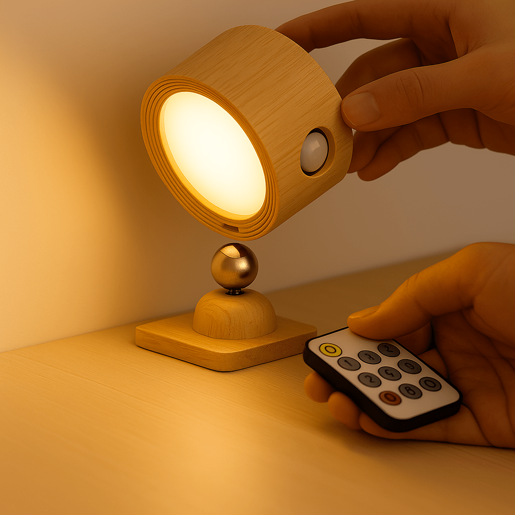 Moduro.co.uk Wall Lamp Brown (Wood) Orlo – 360° Wireless Wall Light in Nordic Style