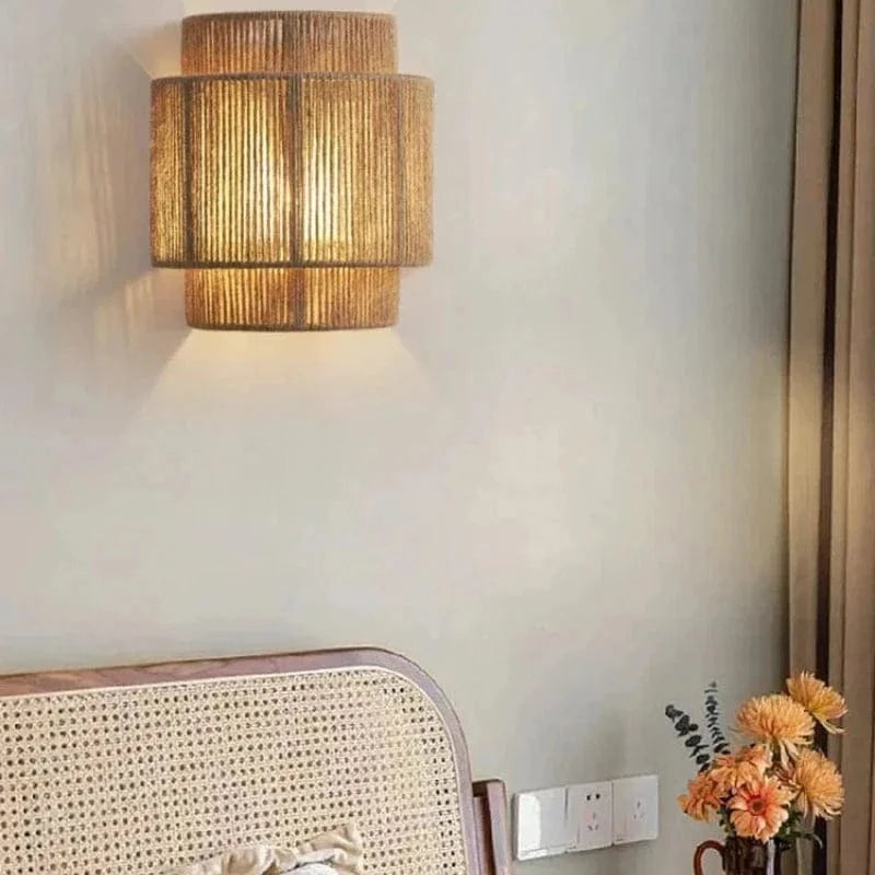 Moduro.co.uk Wall Lamps Rattan Wall Lamp – Handwoven Bamboo & Wicker – Rustic Ambient Light