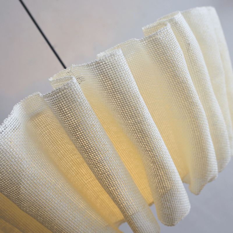 Moduro.co.uk Chandelier Vintage Chandelier – Nordic Handmade Fabric Pendant Light – Beige Shade – E27 – Adjustable
