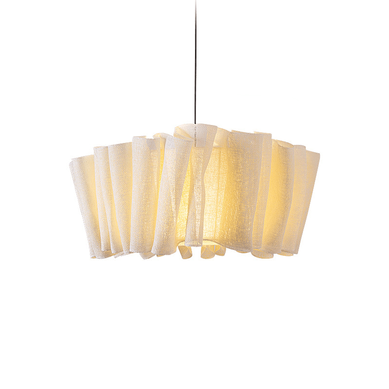Moduro.co.uk Chandelier Vintage Chandelier – Nordic Handmade Fabric Pendant Light – Beige Shade – E27 – Adjustable