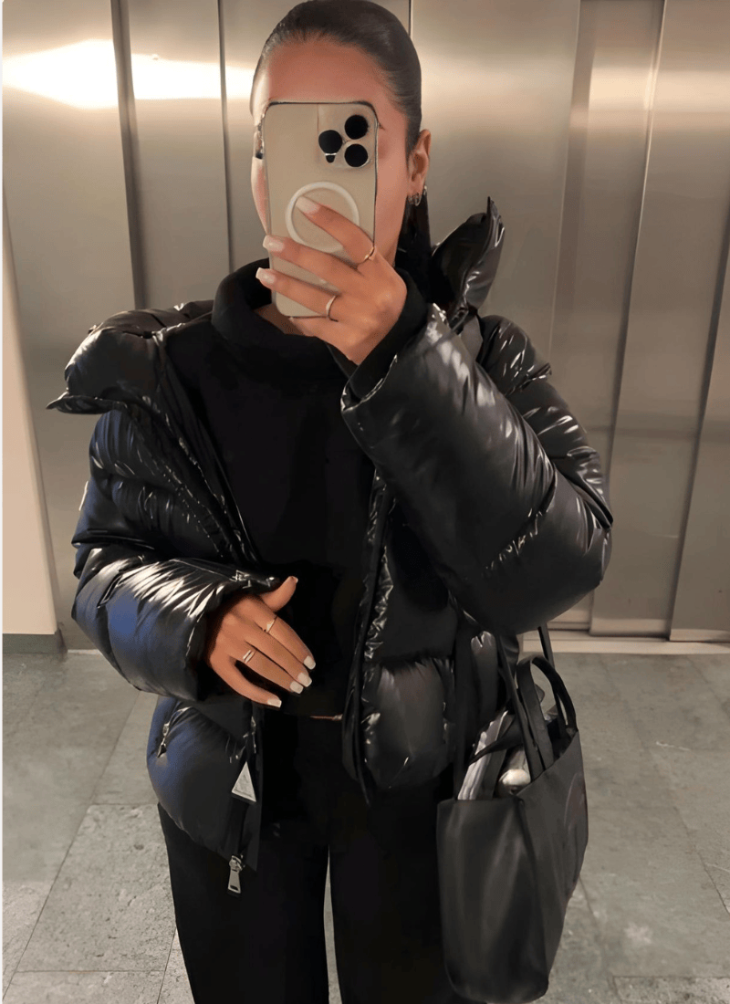 Moduro Dames Jas ZAAN Original | Luxe Slim Fit Puffer Jas met Glanzende Afwerking