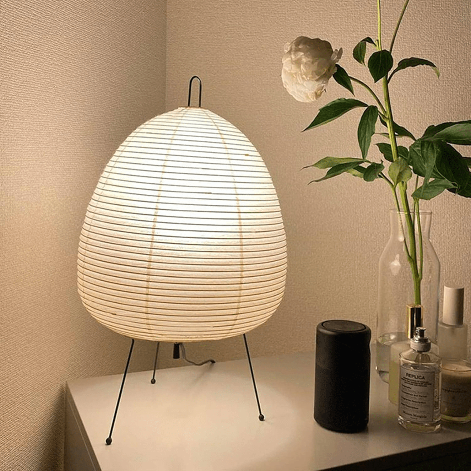 Moduro.co.uk Table Lamps AuriZen – Japanese Rice Paper Lamp – LED – Wabi-Sabi Inspired – Bedside & Desk