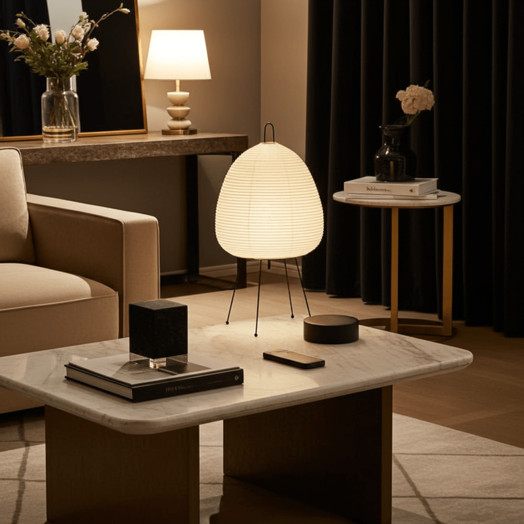 Moduro.co.uk Table Lamps AuriZen – Japanese Rice Paper Lamp – LED – Wabi-Sabi Inspired – Bedside & Desk