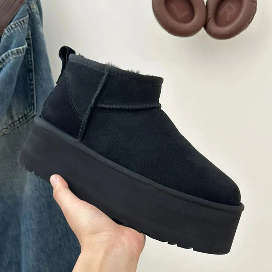 Moduro.co.uk Women's Shoes Black / 36 Black Ultra Mini Platform Ankle Boots for Women – Cozy Fur-Lined Winter Booties, Lightweight & Stylish