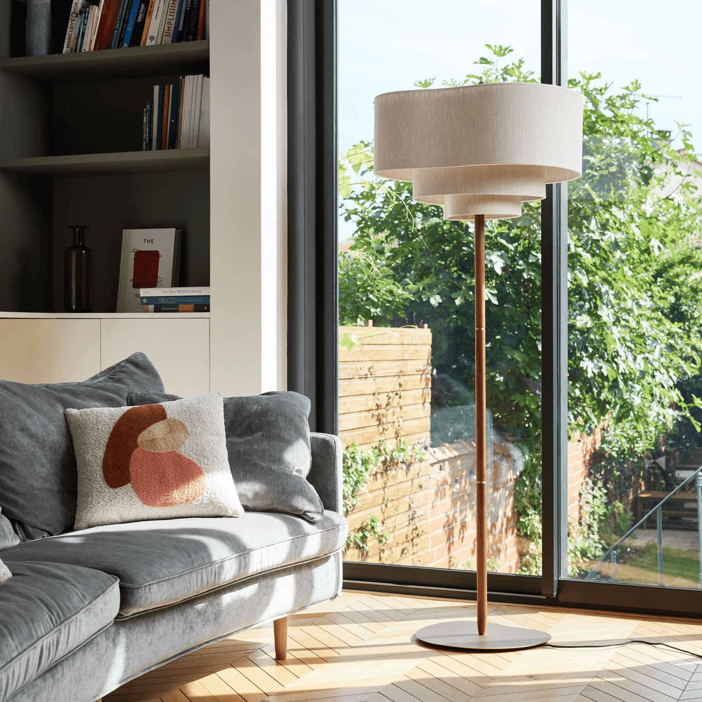 Moduro.co.uk Chandelier Floor Lamp / Neutral Light Japanese Chandelier – Wabi Sabi Fabric Pendant Light – Minimalist Japandi Style – Adjustable 300cm Wire – E27