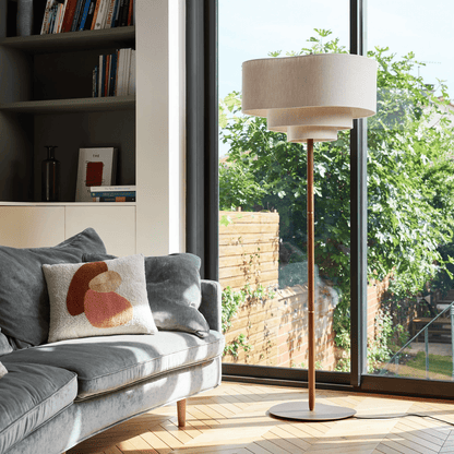 Moduro.co.uk Chandelier Floor Lamp / Neutral Light Japanese Chandelier – Wabi Sabi Fabric Pendant Light – Minimalist Japandi Style – Adjustable 300cm Wire – E27
