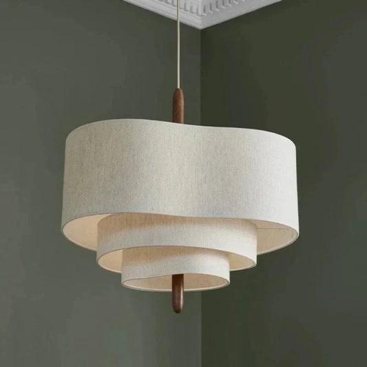 Moduro.co.uk Chandelier 45cm / Neutral Light Japanese Chandelier – Wabi Sabi Fabric Pendant Light – Minimalist Japandi Style – Adjustable 300cm Wire – E27