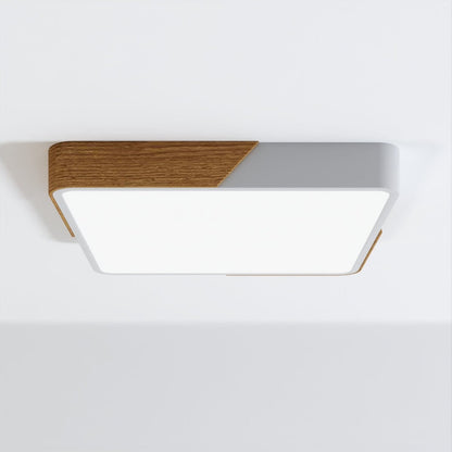 Moduro.co.uk ceiling lamps White | Square / 9" x 9" / 23 x 23cm / Warm (3000K) Lunor – Ultra-Slim Scandinavian Ceiling Light with Wooden Accent