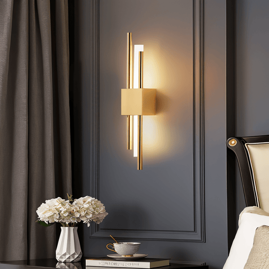 Moduro.co.uk Wall Light Fixtures Gold Left Modern Linear Wall Light – LED Wall Lamp – Gold & Black – Aluminium – Warm Light