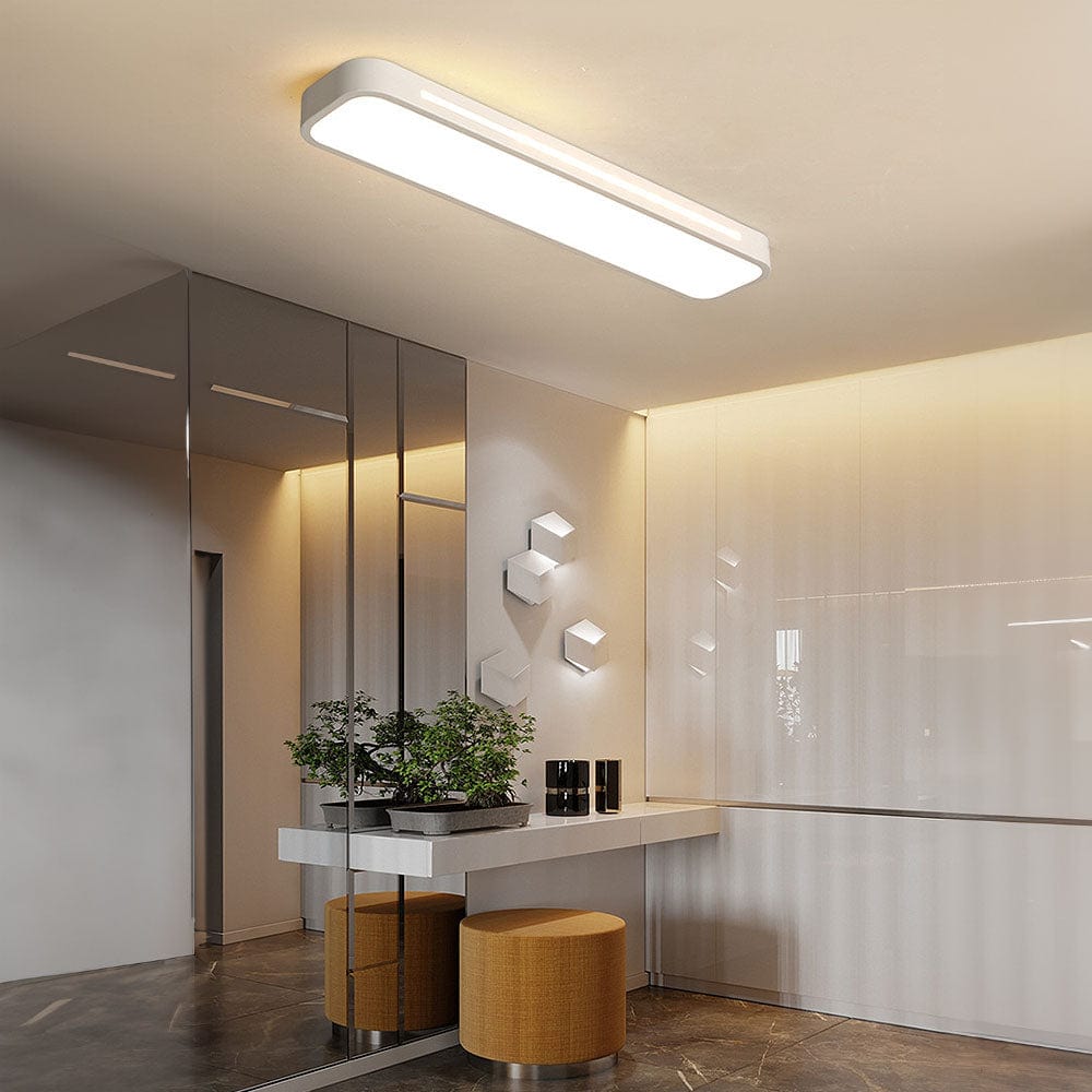 Moduro.co.uk Ceiling Light White / W48*D12*H4CM / 3 Colour Change By Switch Nordic Minimalist Long LED Ceiling Light Fixture – Modern Iron & Acrylic – Energy Efficient