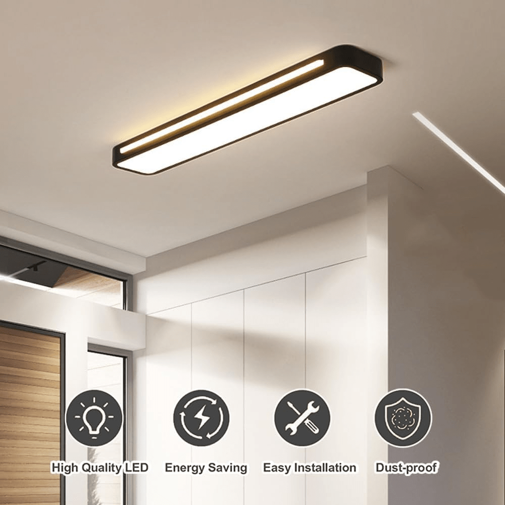 Moduro.co.uk Ceiling Light Nordic Minimalist Long LED Ceiling Light Fixture – Modern Iron & Acrylic – Energy Efficient