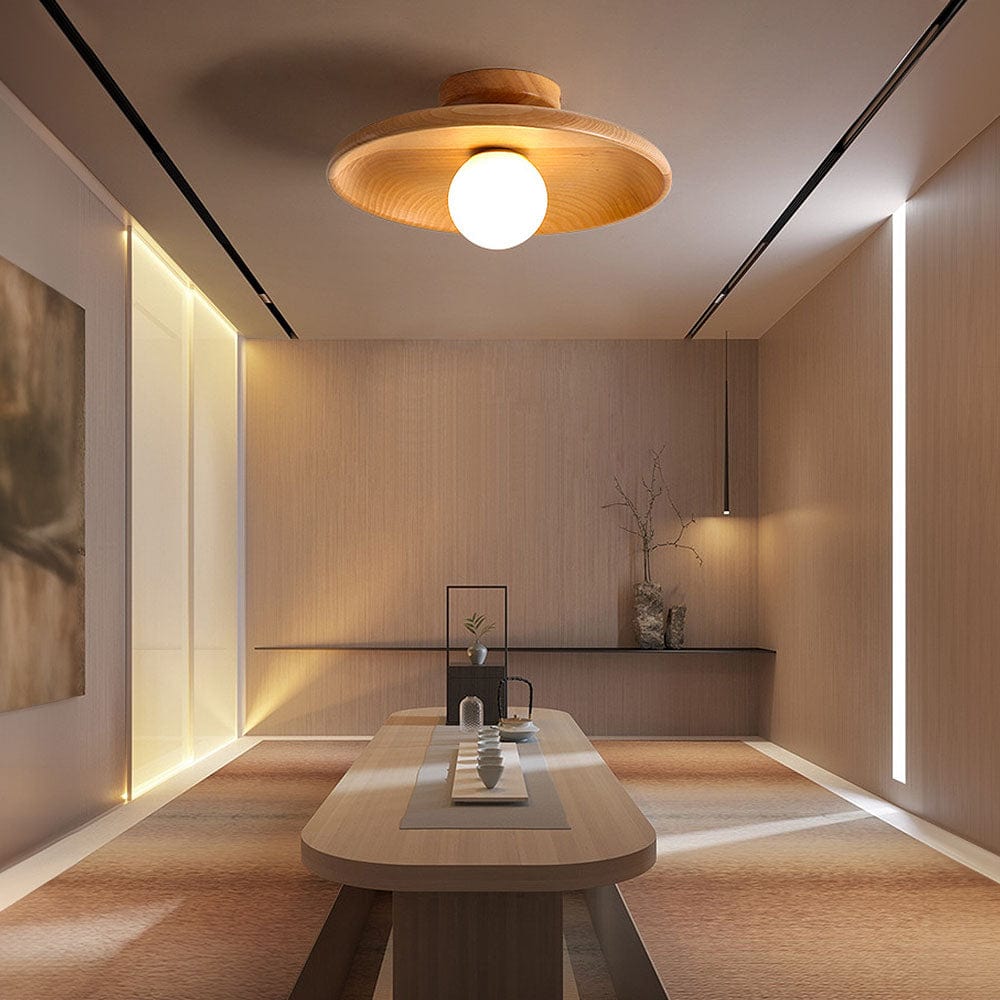 Moduro.co.uk Ceiling Light Wood / D35*H15CM Nordic Minimalist Round Ceiling Light – Modern Wooden Fixture – Hallway & Living Room