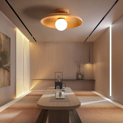 Moduro.co.uk Ceiling Light Wood / D35*H15CM Nordic Minimalist Round Ceiling Light – Modern Wooden Fixture – Hallway & Living Room