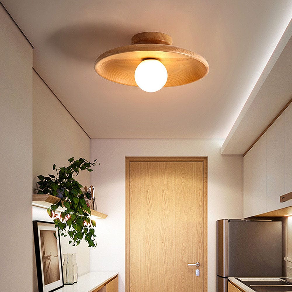 Moduro.co.uk Ceiling Light Nordic Minimalist Round Ceiling Light – Modern Wooden Fixture – Hallway & Living Room