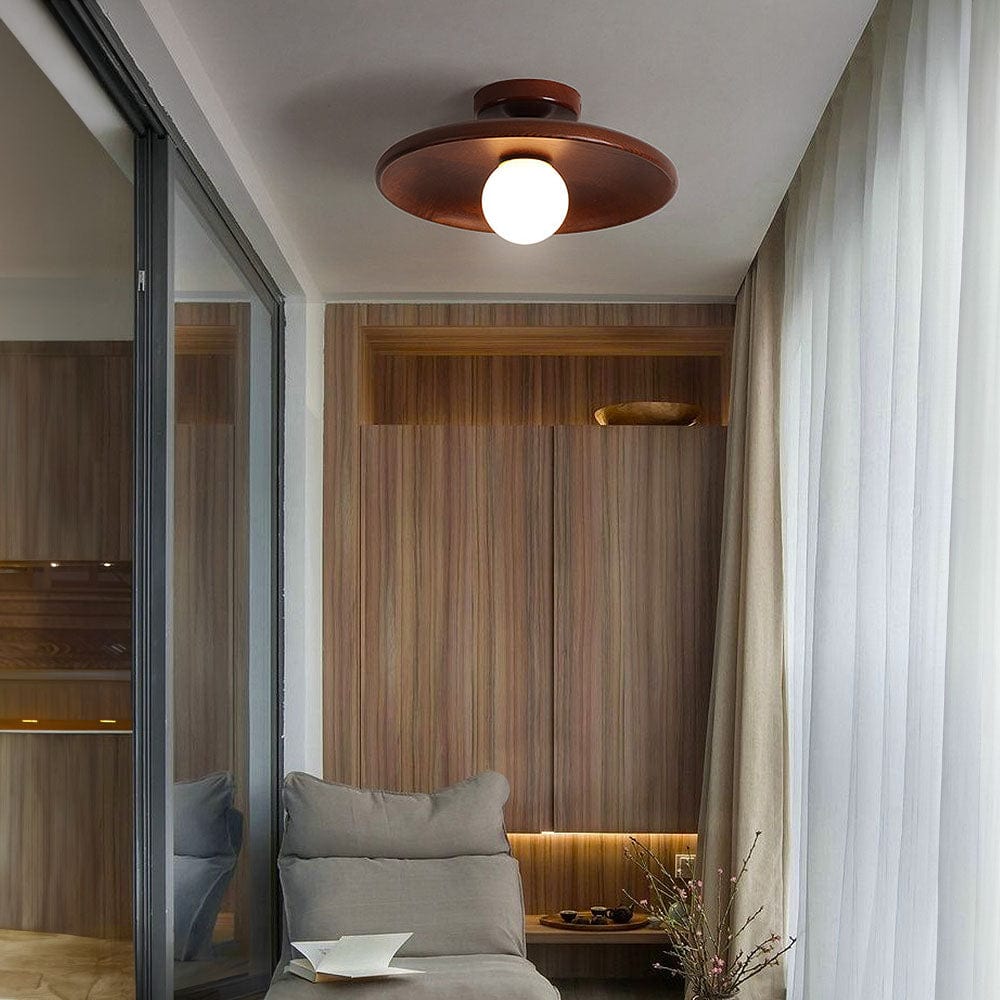 Moduro.co.uk Ceiling Light Nordic Minimalist Round Ceiling Light – Modern Wooden Fixture – Hallway & Living Room