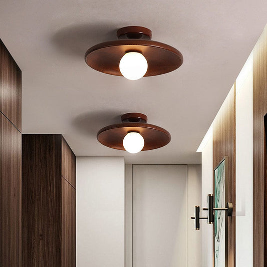 Moduro.co.uk Ceiling Light Nordic Minimalist Round Ceiling Light – Modern Wooden Fixture – Hallway & Living Room