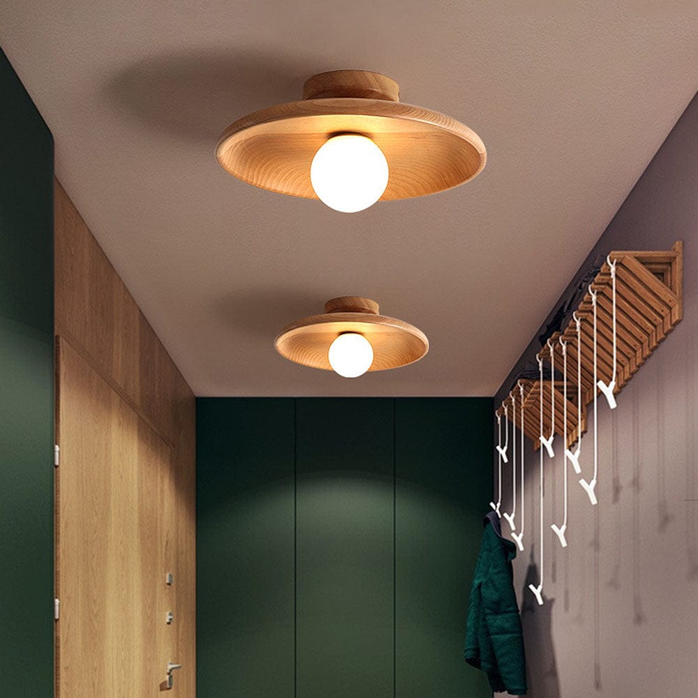 Moduro.co.uk Ceiling Light Nordic Minimalist Round Ceiling Light – Modern Wooden Fixture – Hallway & Living Room