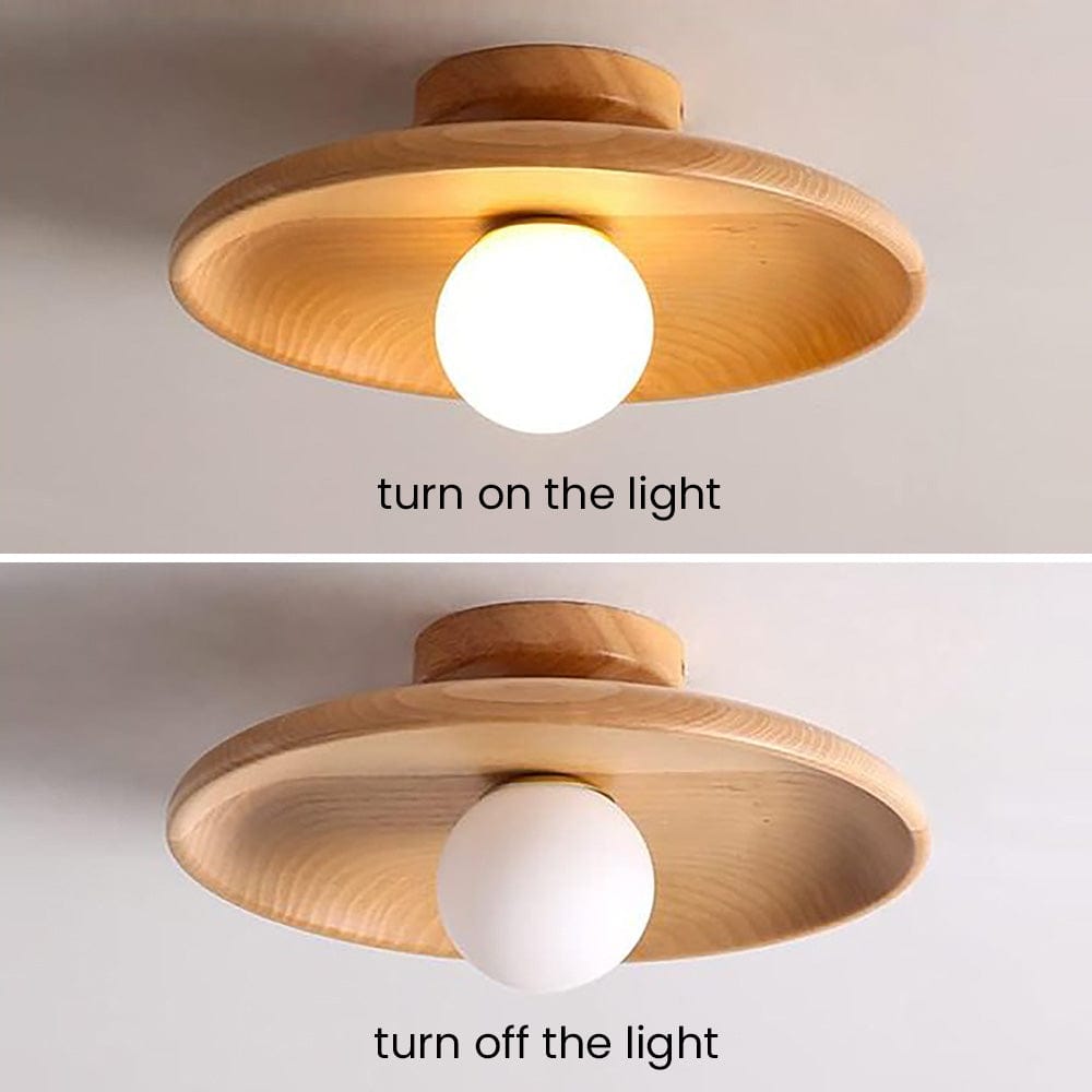 Moduro.co.uk Ceiling Light Nordic Minimalist Round Ceiling Light – Modern Wooden Fixture – Hallway & Living Room