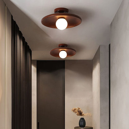 Moduro.co.uk Ceiling Light Walnut / D35*H15CM Nordic Minimalist Round Ceiling Light – Modern Wooden Fixture – Hallway & Living Room