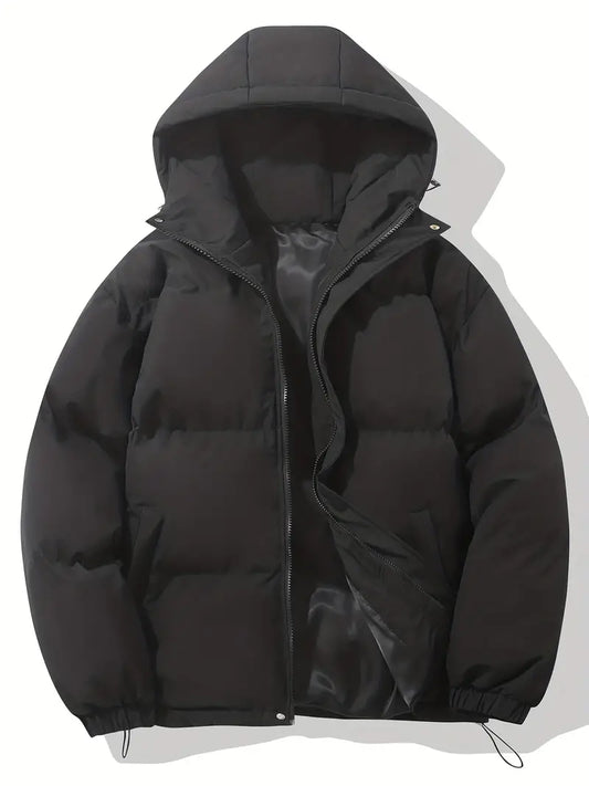 Moduro.co.uk Puffer Jackets Black / S Padded Puffer Jacket – Hooded Winter Coat – Quilted - Relaxed Fit - Zip Front