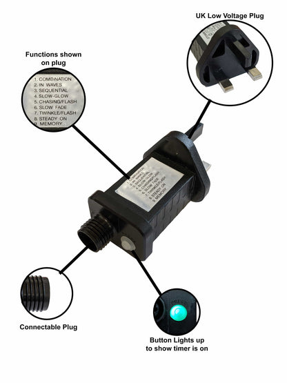 Moduro.co.uk LED Lighting Premium Waterproof Icicle Christmas Lights – Connectable Outdoor LED Lights for Roof & Gutters (8 Modes, Timer, 10m Cable)