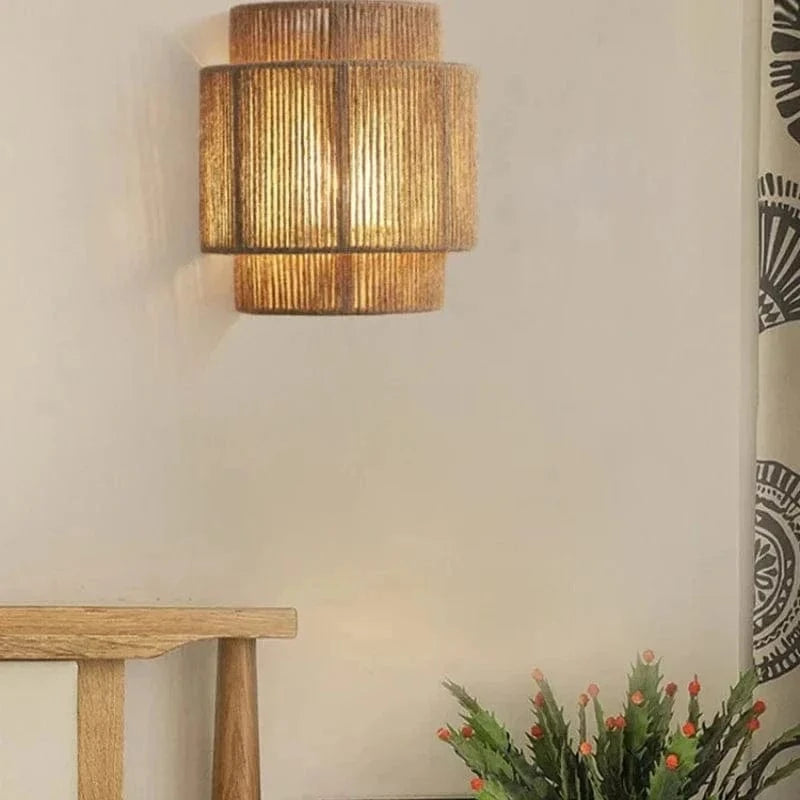 Moduro.co.uk Wall Lamps Rattan Wall Lamp – Handwoven Bamboo & Wicker – Rustic Ambient Light