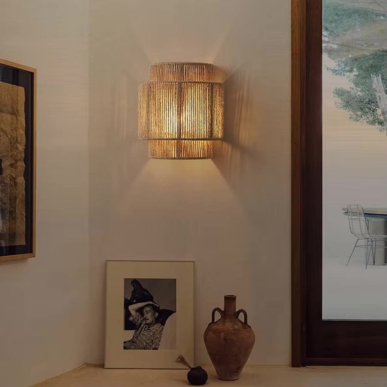 Moduro.co.uk Wall Lamps Rattan Wall Lamp – Handwoven Bamboo & Wicker – Rustic Ambient Light