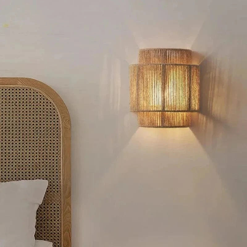 Moduro.co.uk Wall Lamps Rattan Wall Lamp – Handwoven Bamboo & Wicker – Rustic Ambient Light