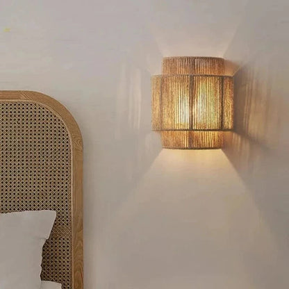 Moduro.co.uk Wall Lamps Rattan Wall Lamp – Handwoven Bamboo & Wicker – Rustic Ambient Light