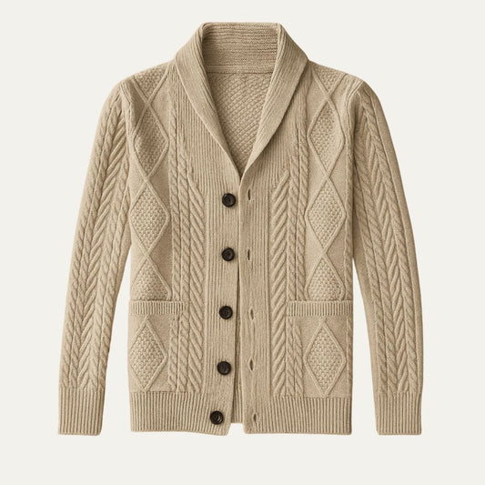 Moduro Men Winter Cardigans Beige / M The Winchester 100% Cashmere Cardigan for Men