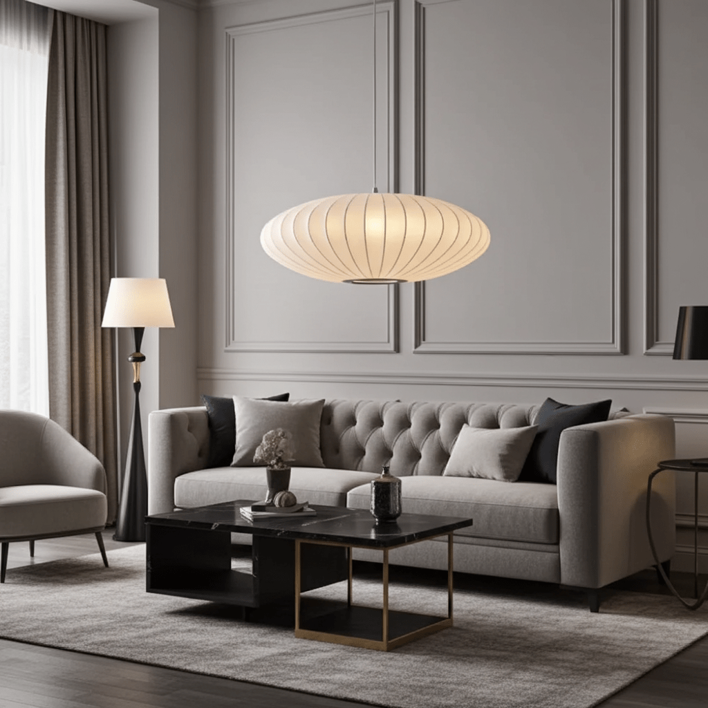 Moduro.co.uk Pendant lights Wabi Sabi Chandelier – Japanese Silk Pendant Light – Ivory White – Japandi Style – E27 Bulb