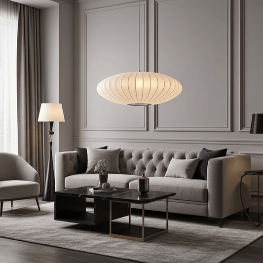 Moduro.co.uk Pendant lights Wabi Sabi Chandelier – Japanese Silk Pendant Light – Ivory White – Japandi Style – E27 Bulb