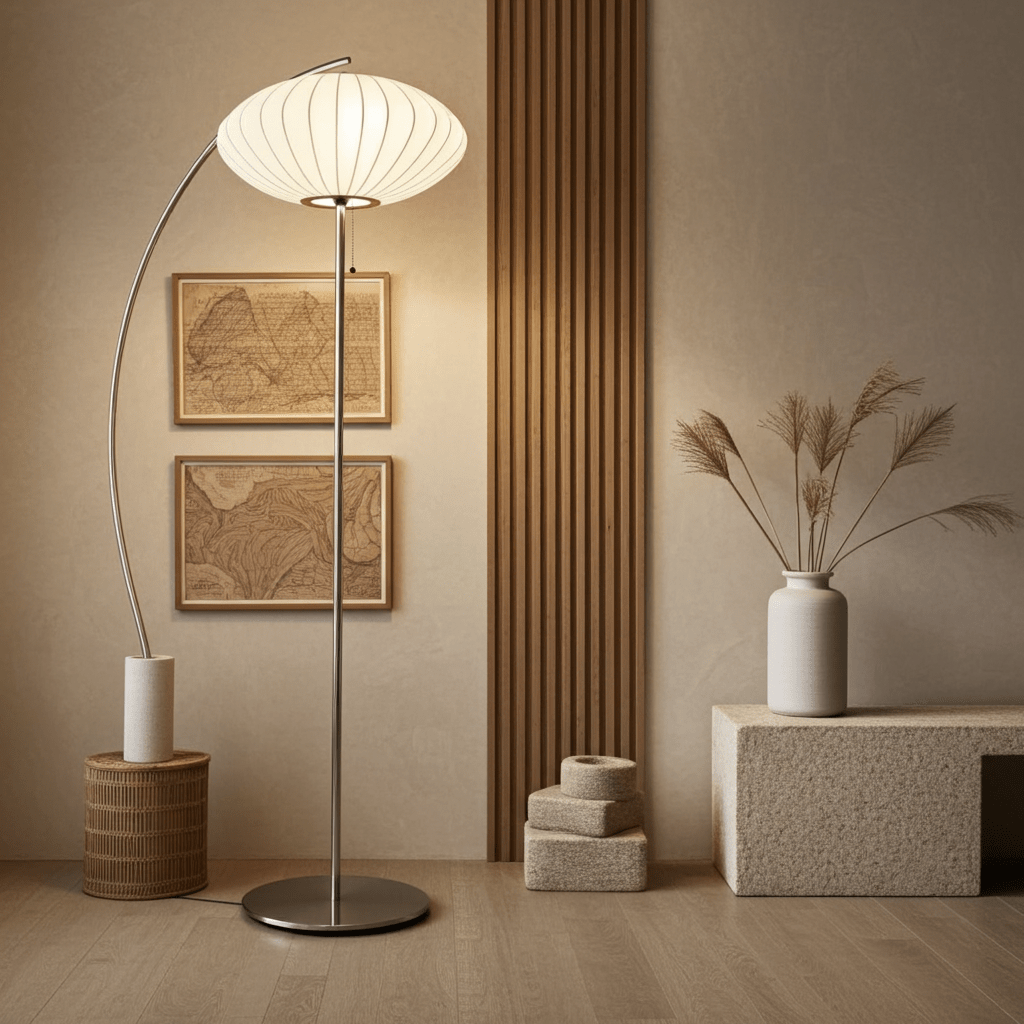 Moduro.co.uk Pendant lights Floor Lamp / Warm White Wabi Sabi Chandelier – Japanese Silk Pendant Light – Ivory White – Japandi Style – E27 Bulb