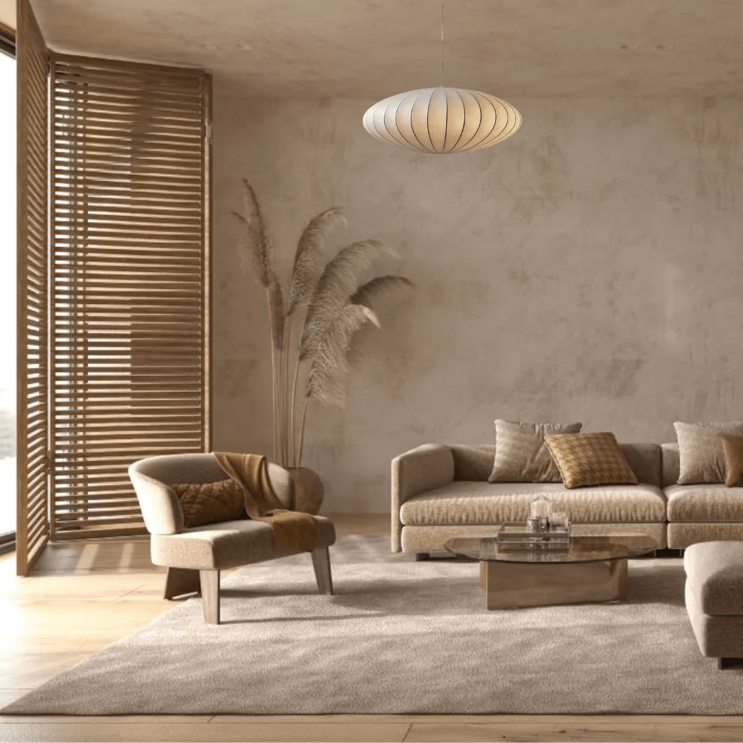 Moduro.co.uk Pendant lights Wabi Sabi Chandelier – Japanese Silk Pendant Light – Ivory White – Japandi Style – E27 Bulb