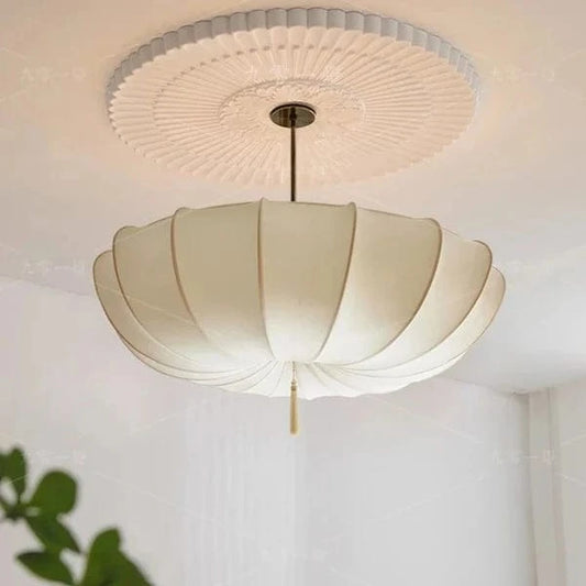 Moduro.co.uk Chandelier 40cm / Cold Light Wabi Sabi Chandelier – Nordic Fabric Pendant Light – Minimalist Japandi Style – E27 LED – Adjustable