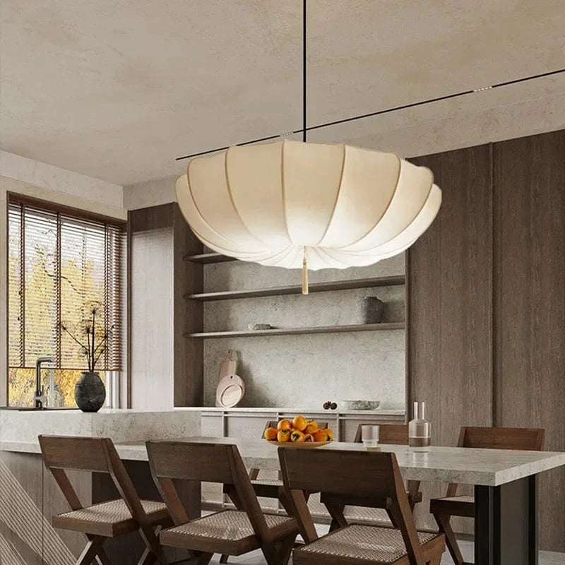 Moduro.co.uk Chandelier Wabi Sabi Chandelier – Nordic Fabric Pendant Light – Minimalist Japandi Style – E27 LED – Adjustable