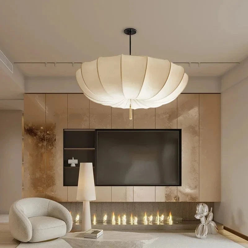 Moduro.co.uk Chandelier Wabi Sabi Chandelier – Nordic Fabric Pendant Light – Minimalist Japandi Style – E27 LED – Adjustable