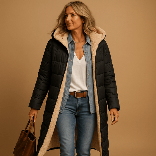 Moduro Winterjacket women Black / S Women’s Long Padded Coat – Quilted Design & Winter Warmth