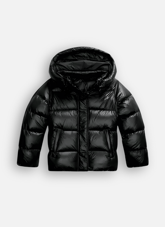 Moduro Dames Jas Zwart / S ZAAN Original | Luxe Slim Fit Puffer Jas met Glanzende Afwerking